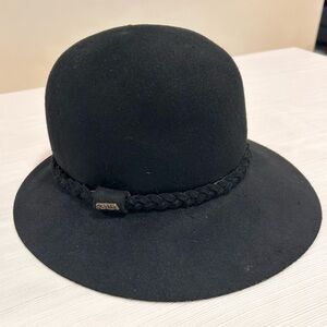 Scala Black Wool Cloche Hat